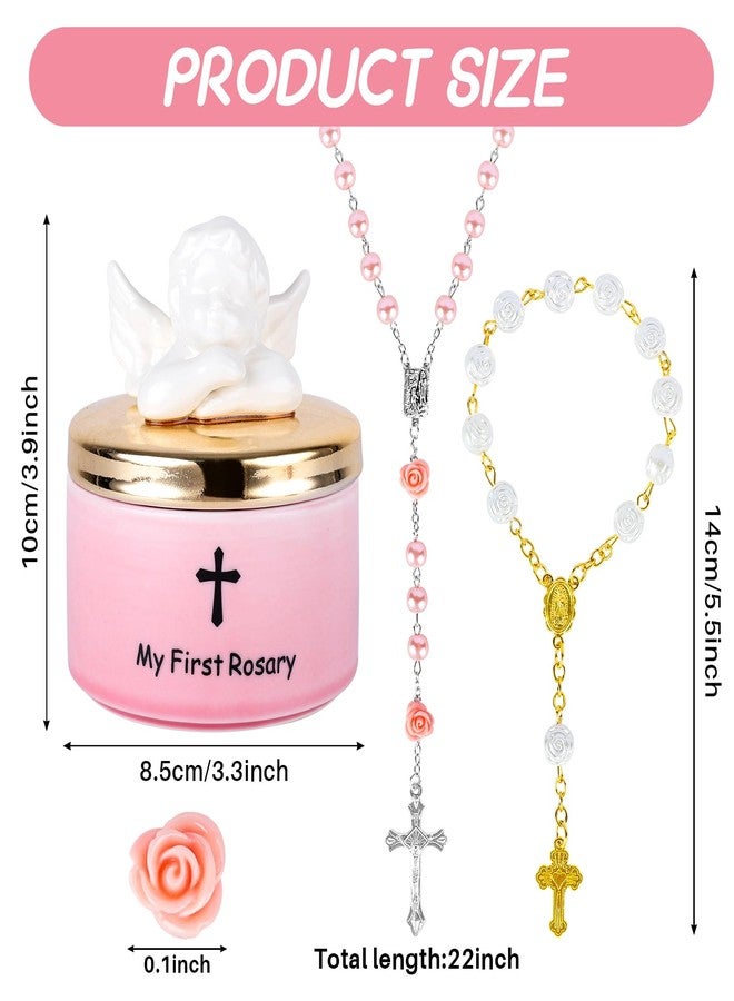 YLOLUL Baby Baptism Gifts for Girls,My First Rosary Pink with Keepsake Box, Christening Gifts Catholic Baptism Gifts for Baby Girl Communion Rosary with Box Baby Shower Rosary Beads for Girls - Image 2
